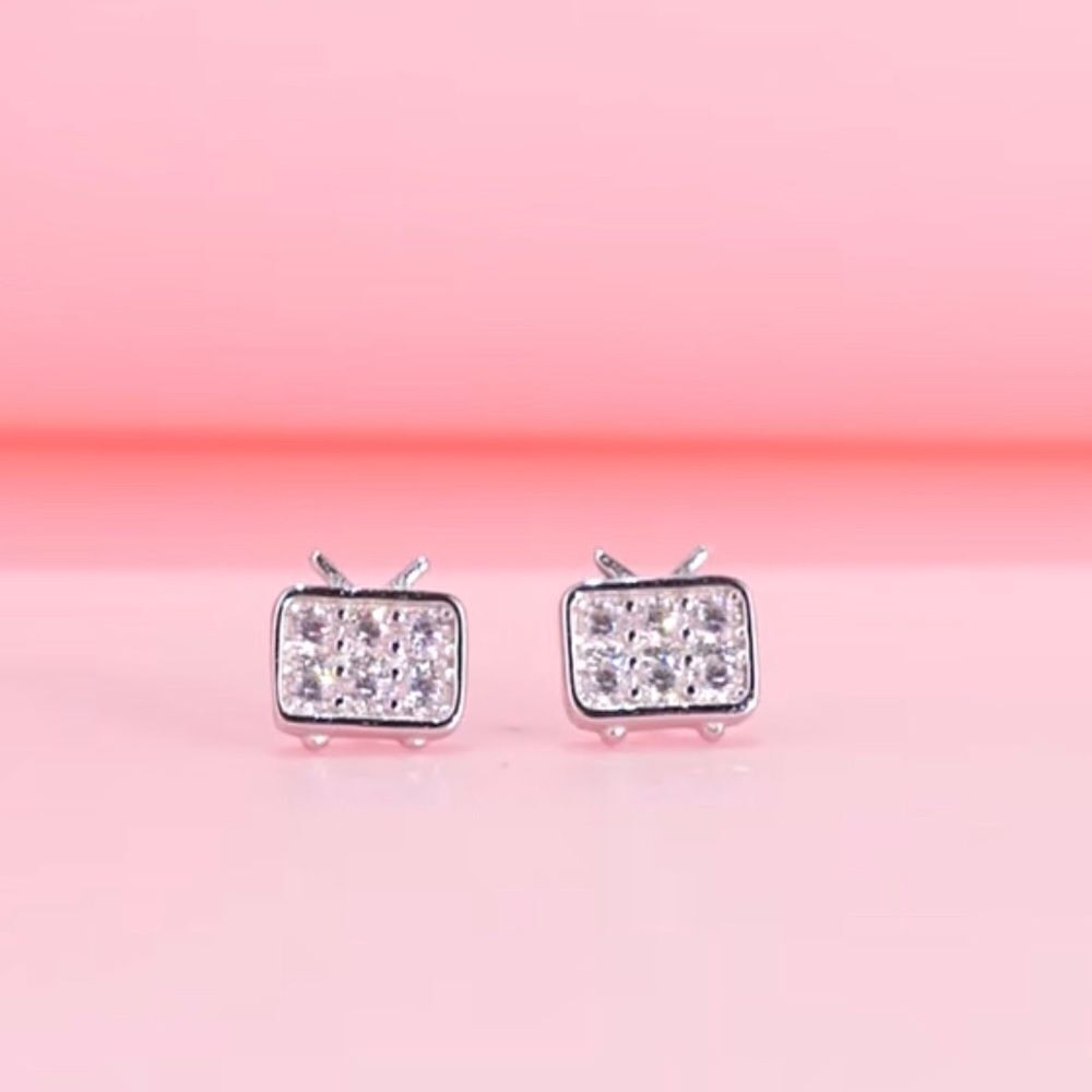 💛 NEW 925 Tube TV & CZ Earrings